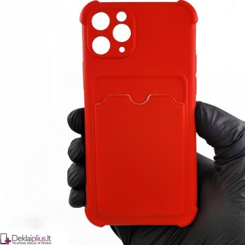 Anti-Shock dėklas su kišenėle - raudonas (Apple Iphone 11 Pro)